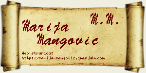 Marija Mangović vizit kartica